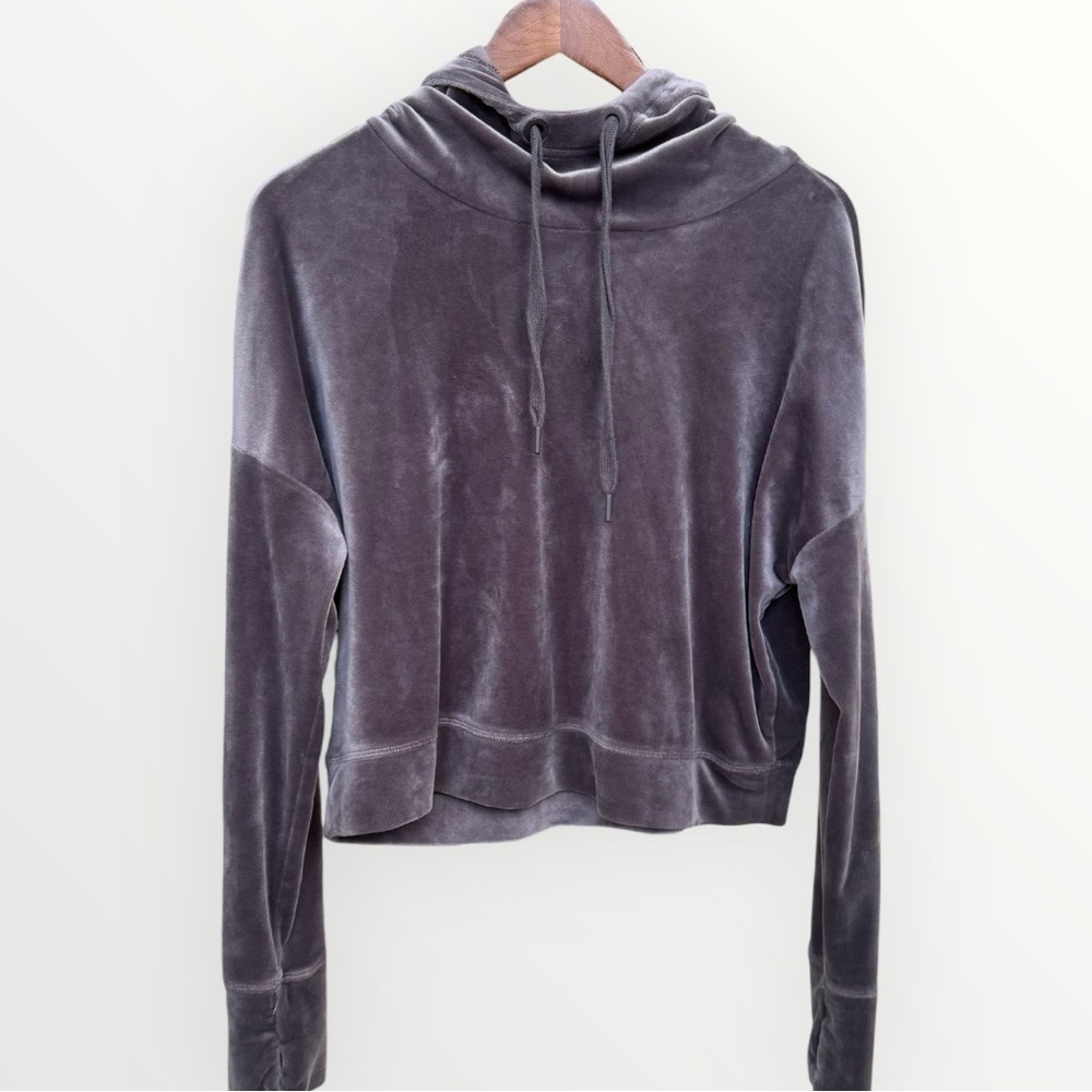 Offline By Aerie After Party Velour Brown Cropped Hoodie Lounge Wear Size Small - Picture 1 of 5
